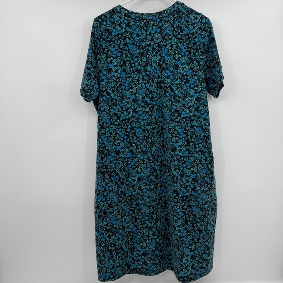 Terra Sky Dress Women 0X Blue Floral Short Sleeve T Shirt V Neck Comfy Pockets - Picture 5 of 11